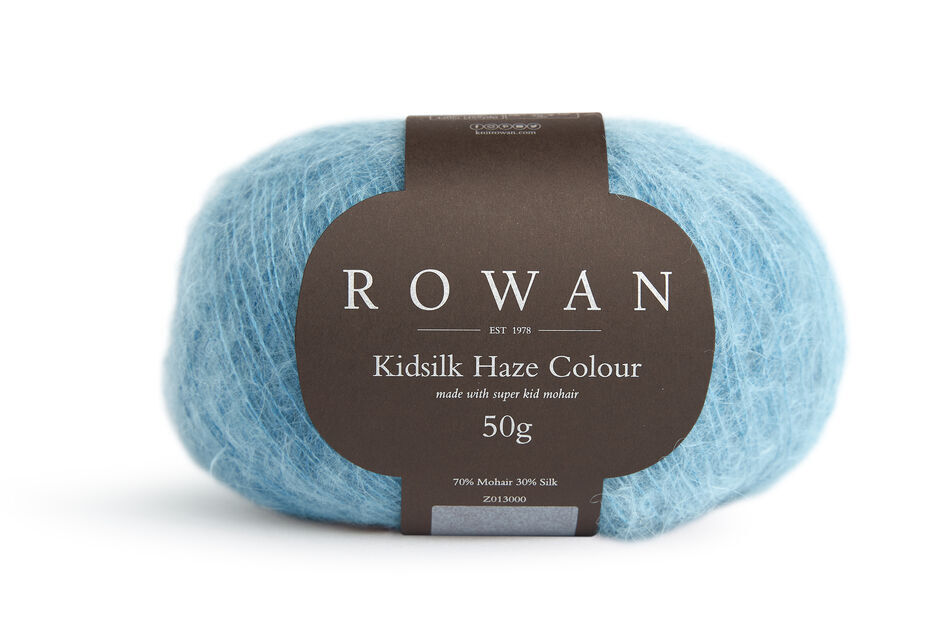 Ball of Rowan Kidsilk Haze Colour in the Ocean colourway which is light blue