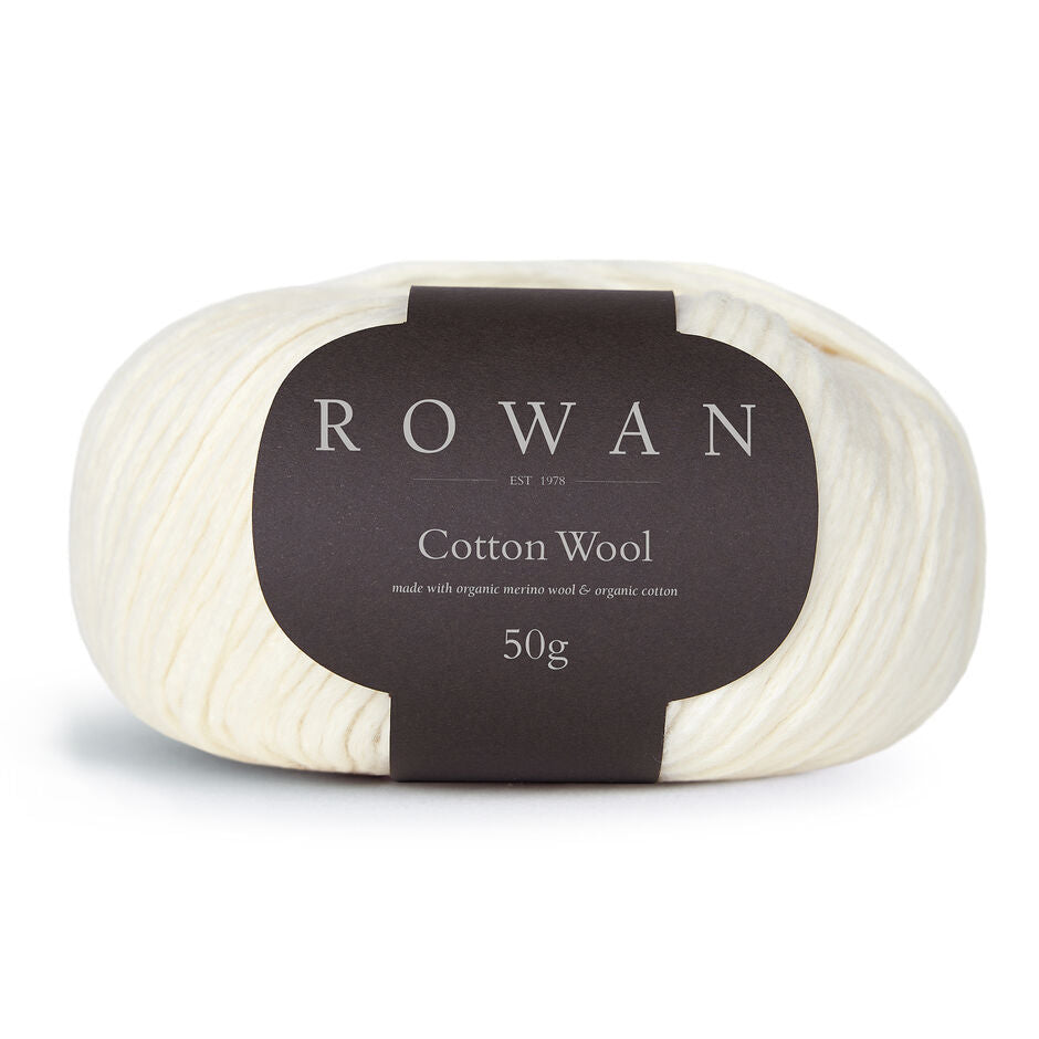 Ball of Rowan Cotton Wool in a pale cream colourway called Milky.