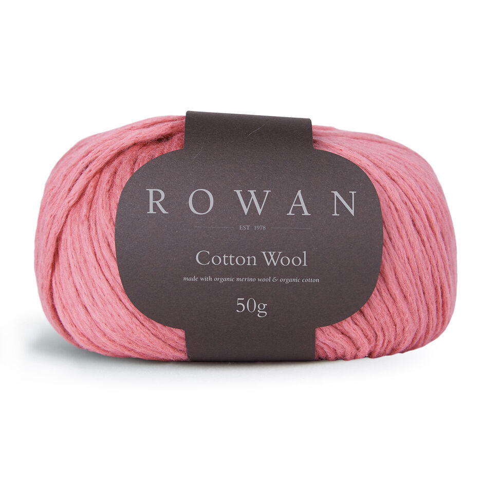 Ball of Rowan Cotton Wool in a rosy pink colourway called Piglet.