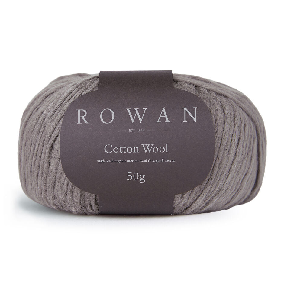 Ball of Rowan Cotton Wool in a grey colourway called Naptime.