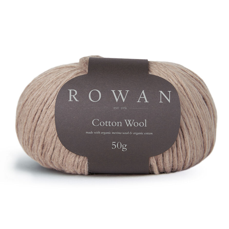 Ball of Rowan Cotton Wool in a beige colourway called Mushy.