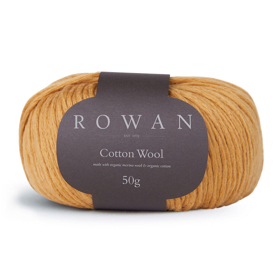Ball of Rowan Cotton Wool in a mustard colourway called Pickles.