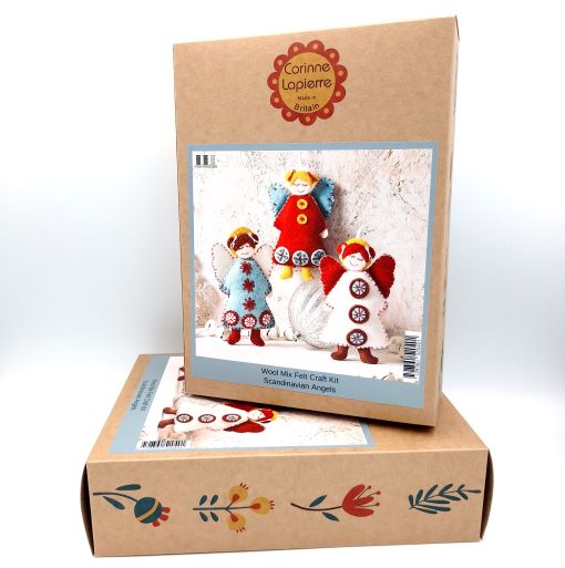 box of Scandinavian angels kit with corinne lapierre branding.