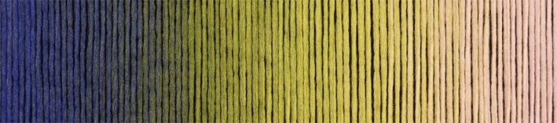 Image shows colour palette for Schoppel Gradient DK yarn colourway 2336 Woman in the Woods/Waldfrau in shades of blue, green and neutral.
