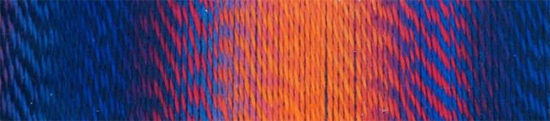 Image shows colour palette for Schoppel Zauberball Crazy 4ply/sock.  The colour is 1537 Autumn Sun/Herbstonne, in shades of orange and blue.