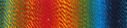Image shows colour palette for Schoppel Zauberball Crazy 4ply/sock.  The colour is 1564 Tropical Fish/Frische Fische, in shades of orange, green, yellow and blue.