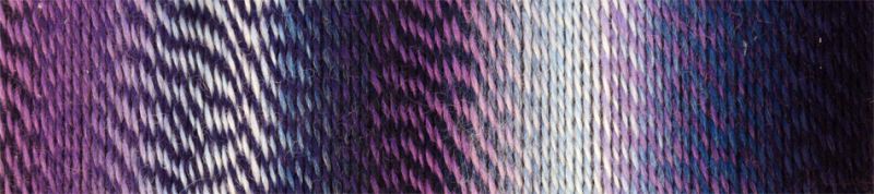 Image shows colour palette for Schoppel Zauberball Crazy 4ply/sock.  The colour is 1669 Lilac Scent/Fliederduft,  with shades of lilac, blue, purple abd light grey.