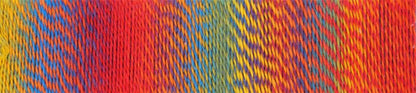 Image shows colour palette for  Schoppel Zauberball Crazy 4ply/sock.  The colour is 1702 Small Tortoiseshell/Kleiner Fuchs, with shades of blue, organge, yellow and light green.