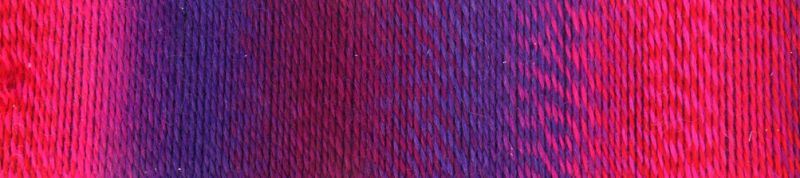 Image shows colour palette for  Schoppel Zauberball Crazy 4ply/sock.  The colour is 2095 Indian Red/Indisch Rosa, with shades of coral, purple and pink