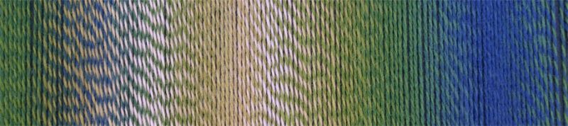 Image shows colour palette for Schoppel Zauberball Crazy 4ply/sock.  The colour is 2292 Shooting Star/Sternschnuppe,  with shades of blues, greens and neutrals.