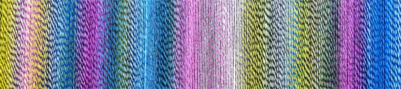 Image shows colour palette for Schoppel Zauberball Crazy 4ply/sock.  The colour is 2389 Anniversary Party/Jubilaumsparty, with shades of yellow, blue, pink and mauve.