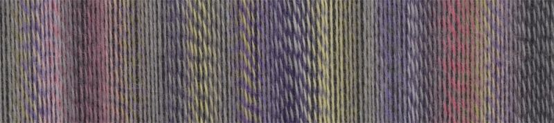 Image shows colour palette for  Schoppel Zauberball Crazy 4ply/sock.  The colour is 2514 Privy Council/Geheimrat, with shades of purple, grey and pink.