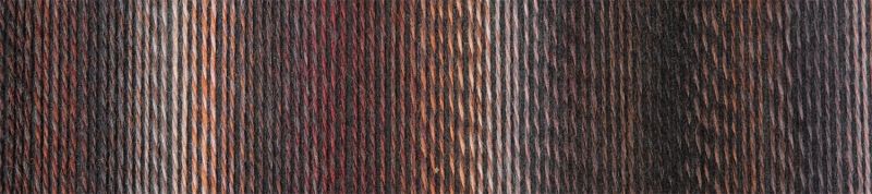 Image shows colour palette for  Schoppel Zauberball Crazy 4ply/sock.  The colour is 2544 Late Autumn by Kieran Foley, with shades of brown, grey and neutrals.