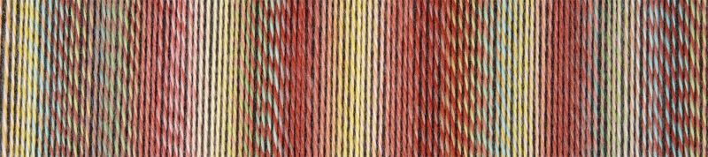 Image shows colour palette for  Schoppel Zauberball Crazy 4ply/sock.  The colour is 2545 Early Autumn by Kieran Foley, with shades of tan, yellow and light blue.