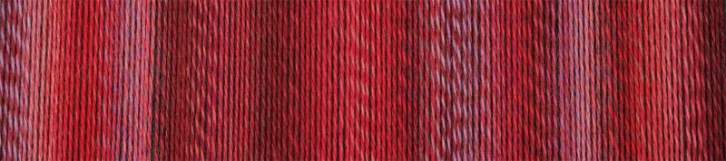 Image shows colour palette for  Schoppel Zauberball Crazy 4ply/sock.  The colour is 2620 Red in a Suit/Rot in Anzug , with shades of pink, red and wine.
