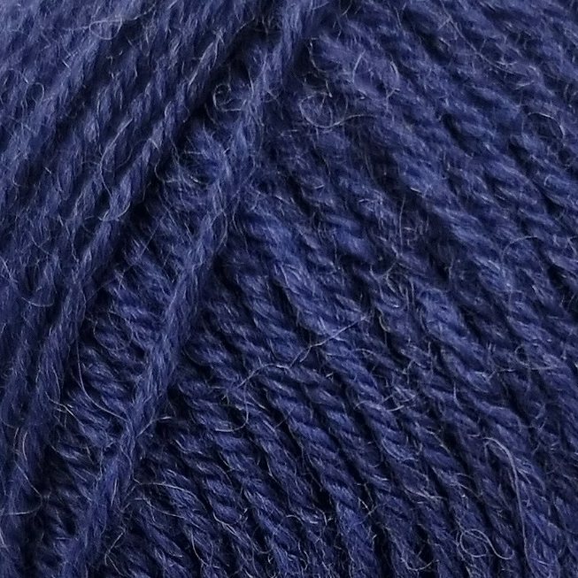 Close-up of dark blue yarn with visible texture. 