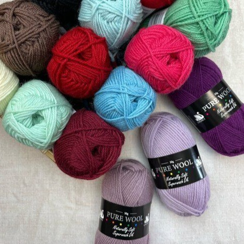 Selection of colours of Cygnet Yarns Pure Wool Naturally Soft DK