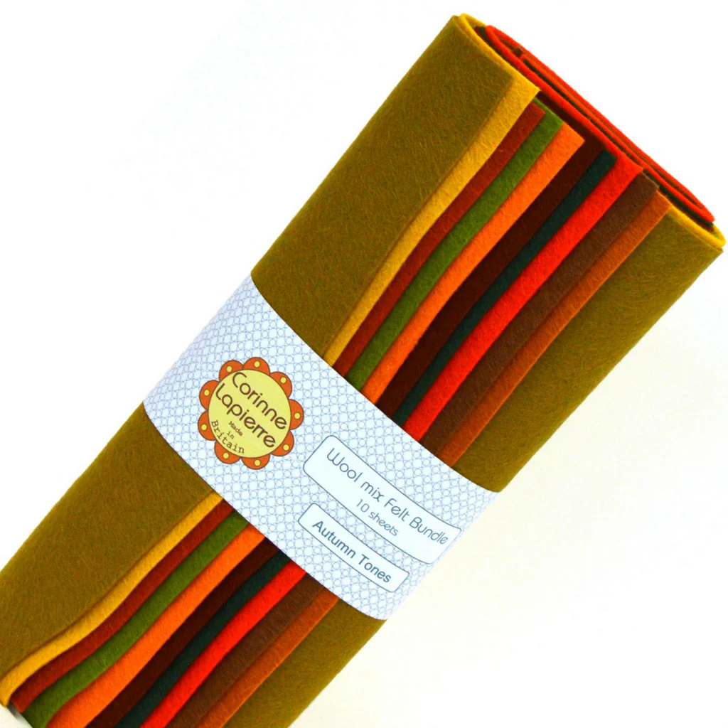 colourful felt bundle with corinne branded label.