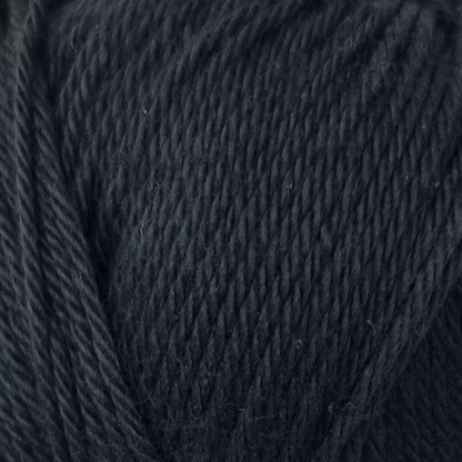 Close-up of dark blue yarn showing details of strands. 