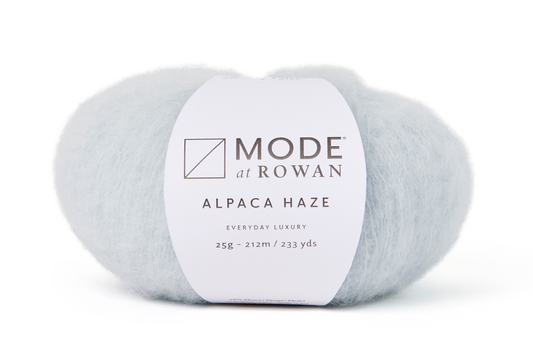 grey ball of fluffy yarn on a plain white background with mode at rowan label with grey writing.