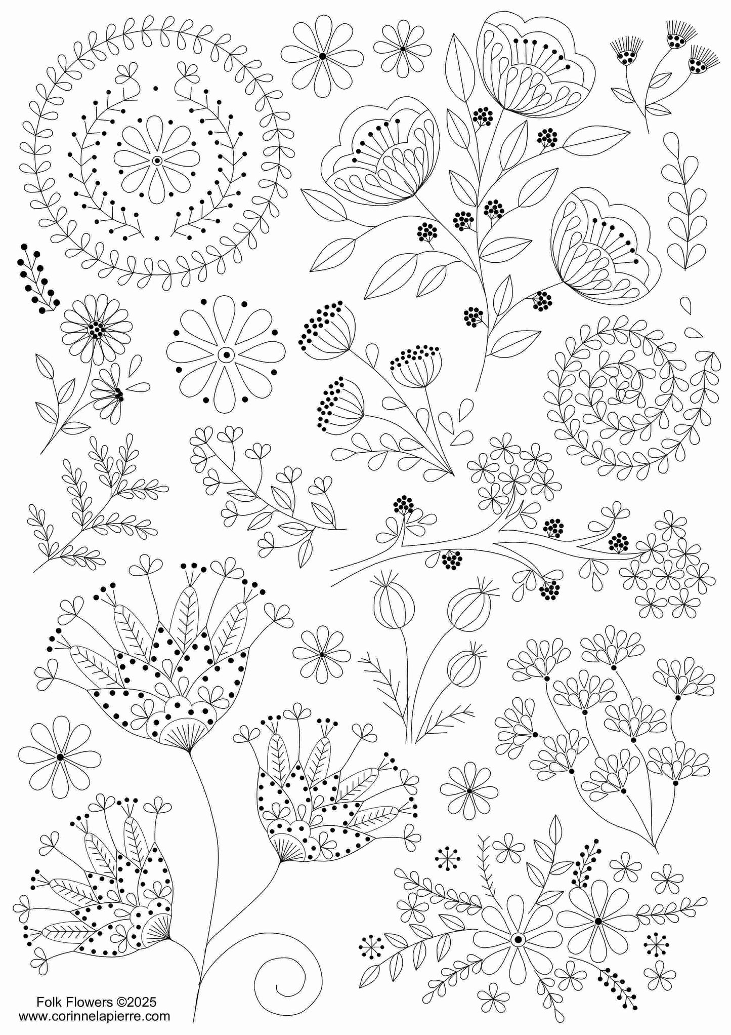 page of folk floral embroidery designs.