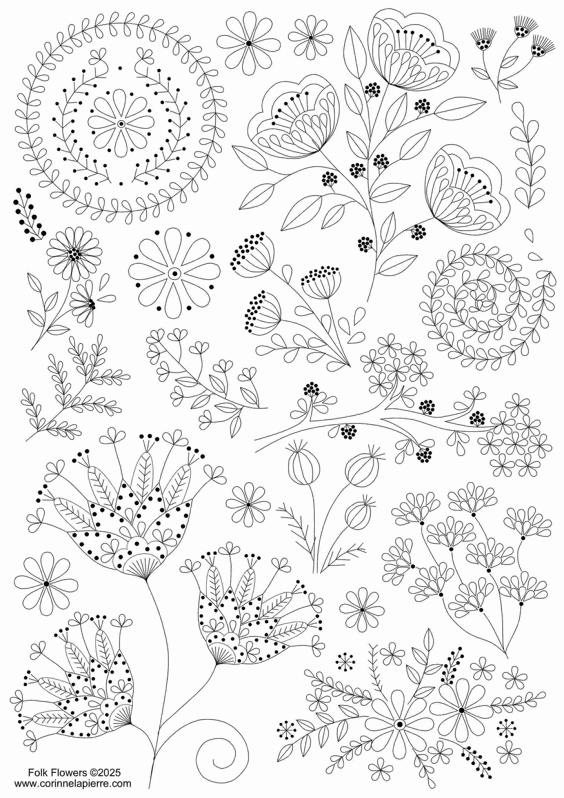 page of folk floral embroidery designs.