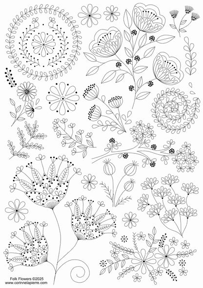 page of folk floral embroidery designs.