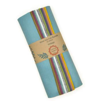 bundle of colourful felt with corinne label.