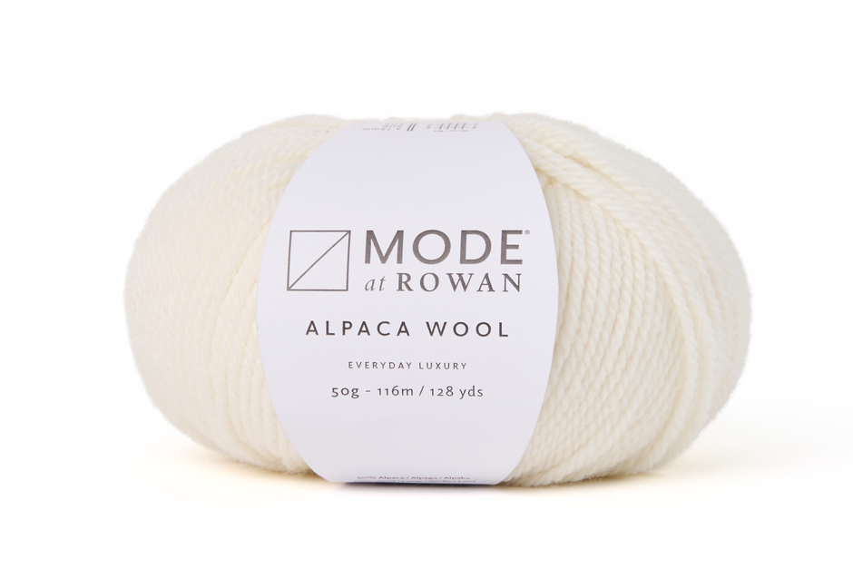 ball of natural white/cream yarn with mode at rowan label.