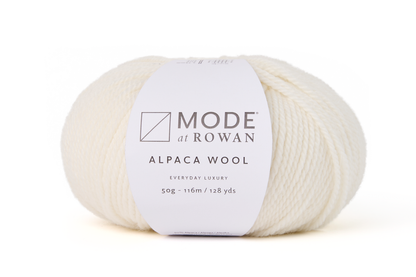 ball of natural white/cream yarn with mode at rowan label.