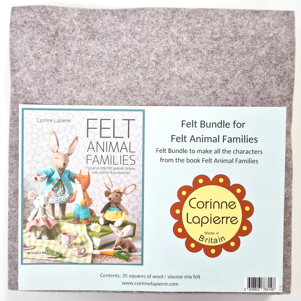 Felt bundle for animal families by corinne Lapierre wit packaging and label depicting some of the felt families.