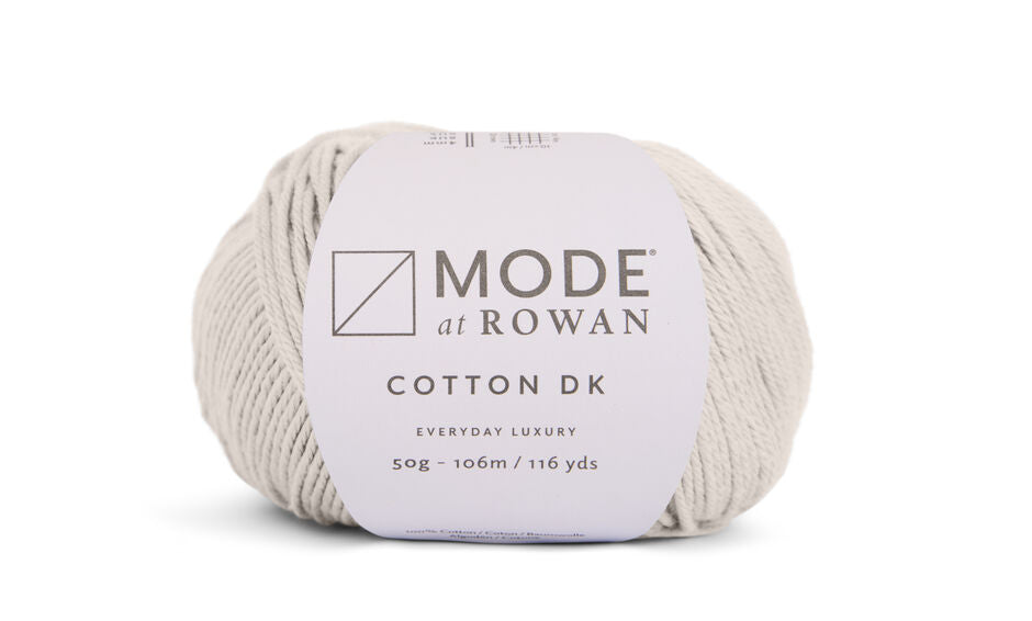 ball of light grey yarn +on a white background with a mode at rowan label with grey writing.