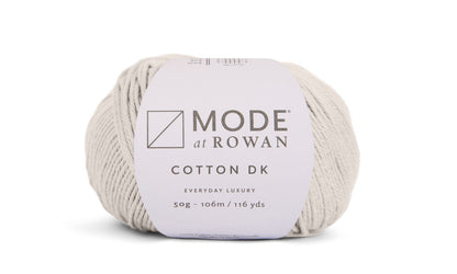 ball of light grey yarn +on a white background with a mode at rowan label with grey writing.