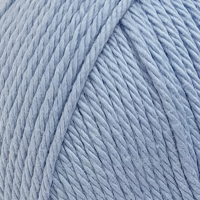 close up of light grey/blue cotton yarn.