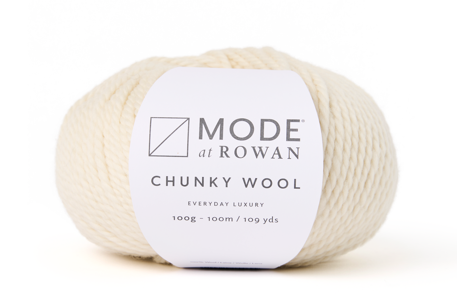 bll of natural white/cream yarn with a mode at rowan label all on a white background.