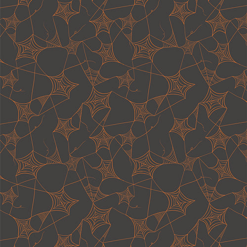 WEB OF SCARES CARAMEL - SWEET 'N SPOOKIER COLLECTION - ART GALLERY FABRICS 100% PREMIUM COTTON