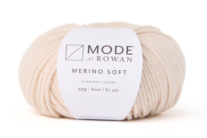 cream yarn with mode at rowan label with grey writing and plain white background.