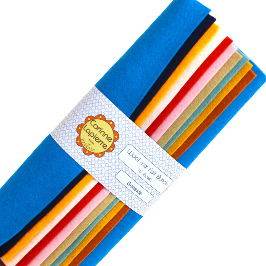 colourful felt bundle with corrine branded label.