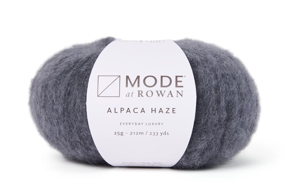 ball of grey yarn on white background with mode at rowan label and grey writing.
