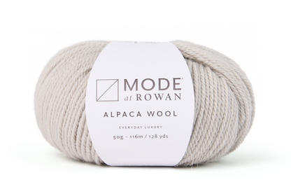 light grey yarn with mode at rowan label with white background.