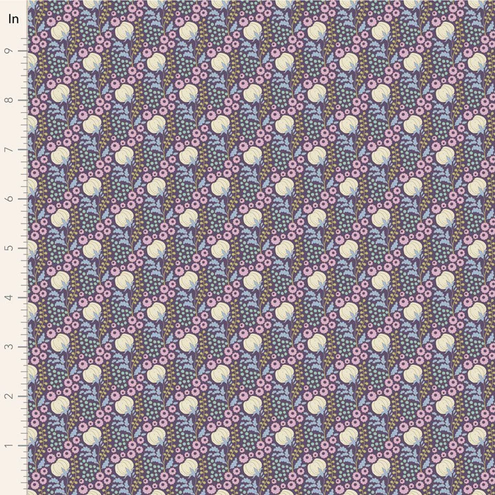 SANCTUARY - COTTONFIELD - EGGPLANT - TILDA DESIGNER 100% PREMIUM COTTON PRINTED FABRIC