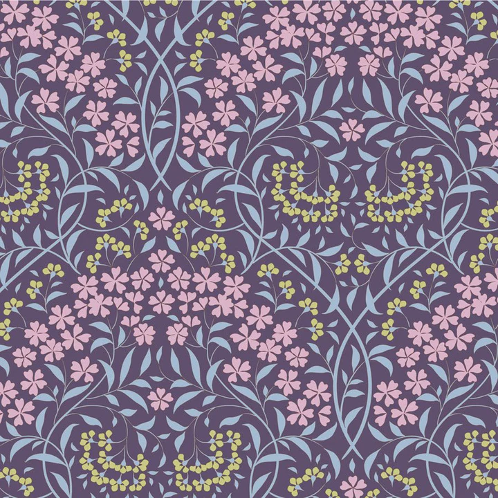 SANCTUARY - LARISSA - EGGPLANT - TILDA DESIGNER 100% PREMIUM COTTON PRINTED FABRIC