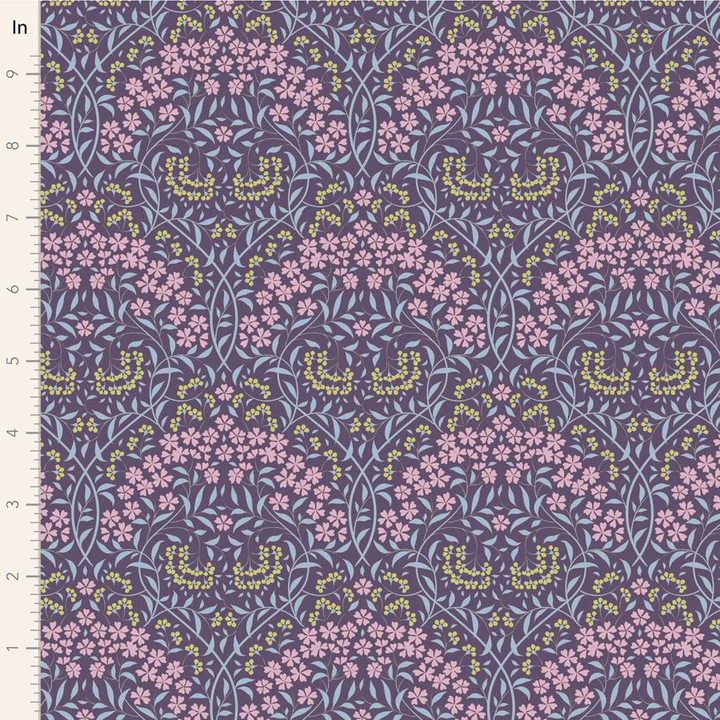 SANCTUARY - LARISSA - EGGPLANT - TILDA DESIGNER 100% PREMIUM COTTON PRINTED FABRIC