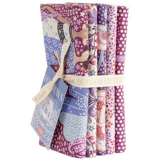 HOMETOWN 5 X FAT QUARTERS BUNDLE - PLUM/GRAPE - TILDA DESIGNER 100% PREMIUM COTTON PRINTED FABRIC