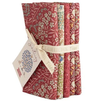 SANCTUARY 5 X FAT QUARTERS BUNDLE - MAROON/RHUBARB - TILDA DESIGNER 100% PREMIUM COTTON PRINTED FABRIC