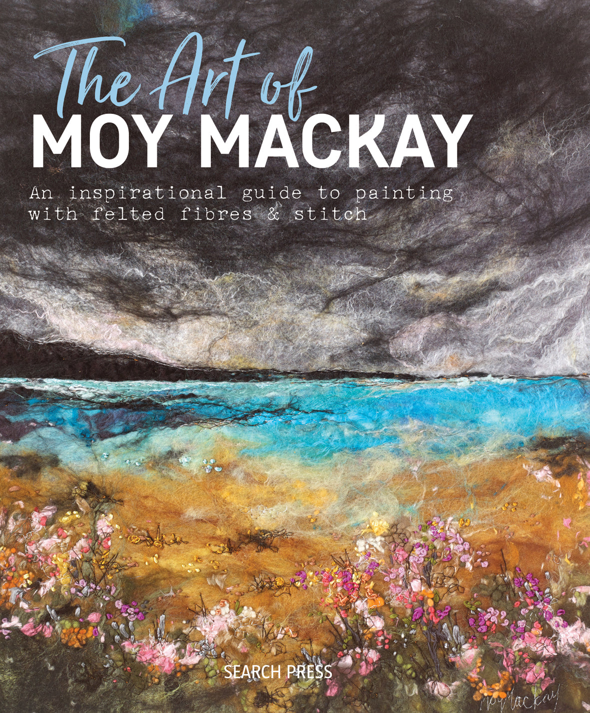 Book cover of 'The Art of Moy Mackay' with a scenic illustration and Search Press branding.  