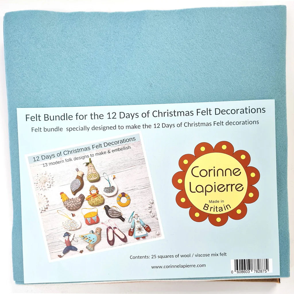 felt bundle kit for 12 days of felt decorations.