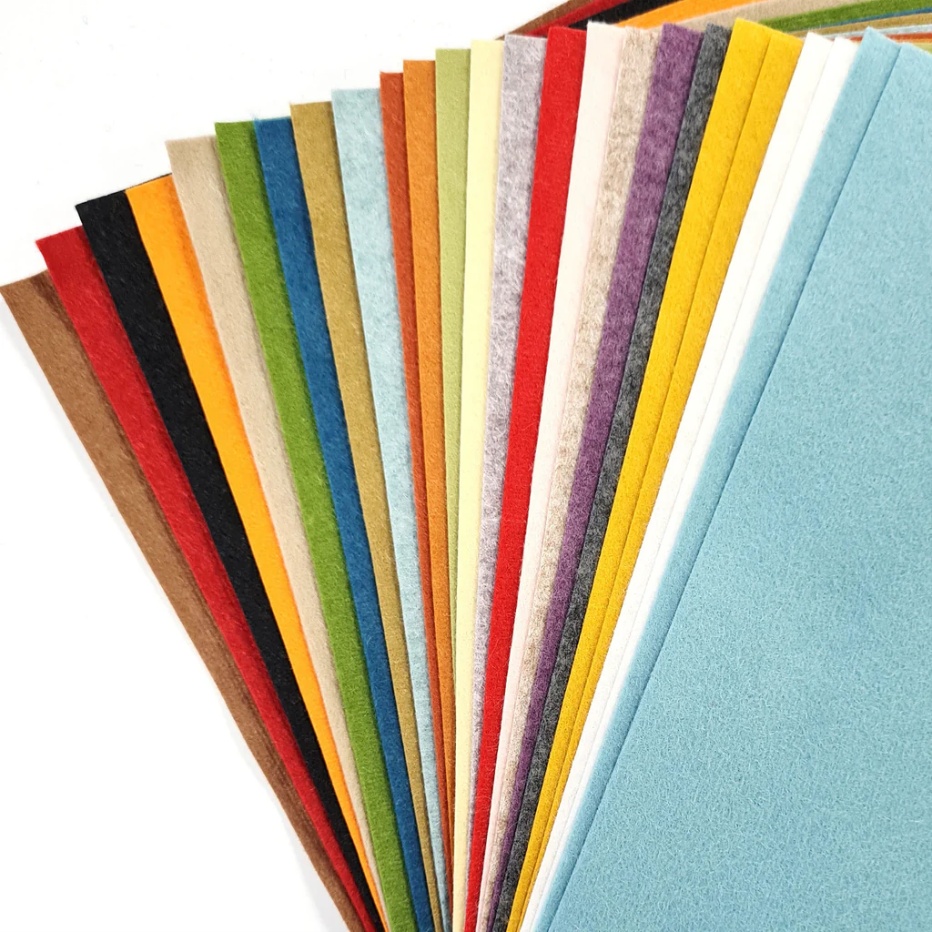 selection of colourful felt sheets  in a bundle for the 12 days of Christmas.