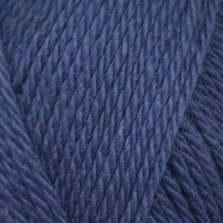 Close-up of blue yarn strand texture.