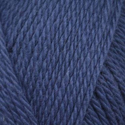 Close-up of blue yarn strand texture.